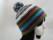 Adults striped bobble hat