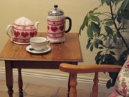 heart themes cafetiere and tea cosy